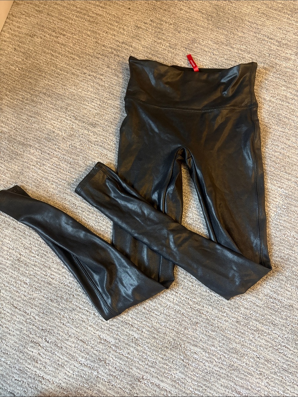 Spanx Black Faux Leather-Look Leggings nwot